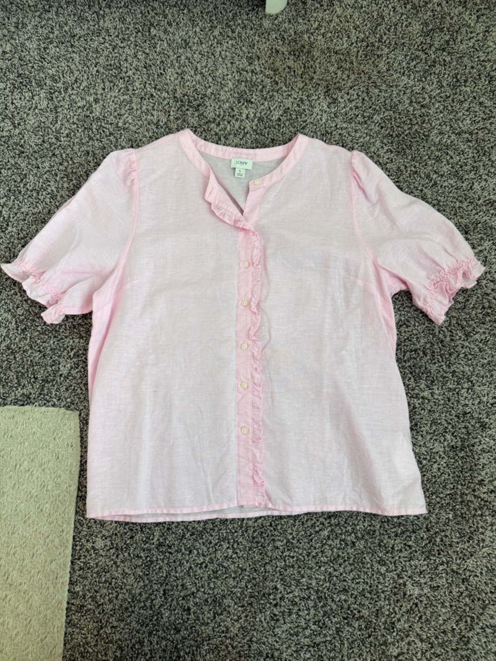 Soft Pink Ruffle-Trim Blouse